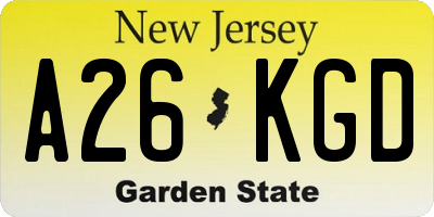 NJ license plate A26KGD