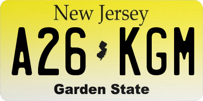 NJ license plate A26KGM