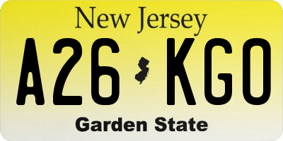 NJ license plate A26KGO