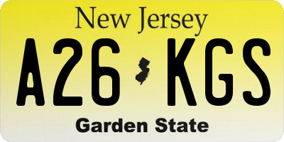 NJ license plate A26KGS