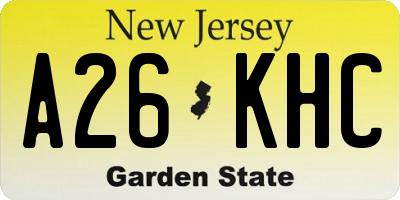 NJ license plate A26KHC
