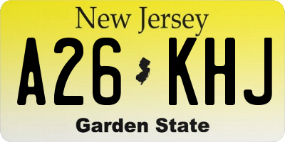 NJ license plate A26KHJ