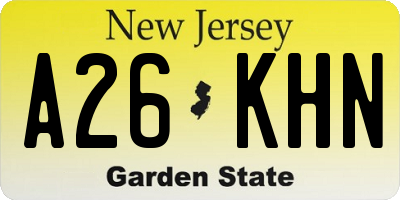 NJ license plate A26KHN