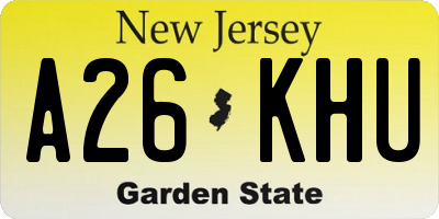 NJ license plate A26KHU