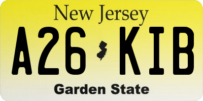 NJ license plate A26KIB