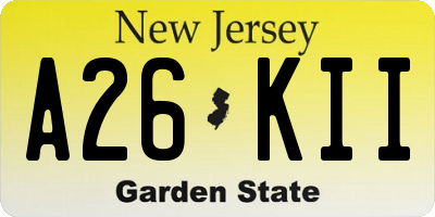 NJ license plate A26KII
