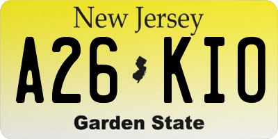 NJ license plate A26KIO