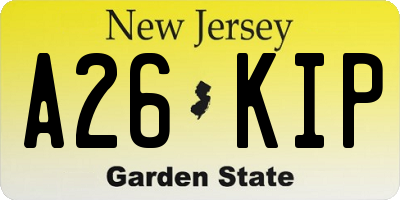 NJ license plate A26KIP