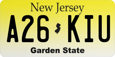 NJ license plate A26KIU
