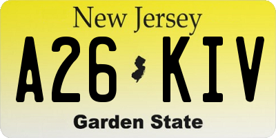 NJ license plate A26KIV