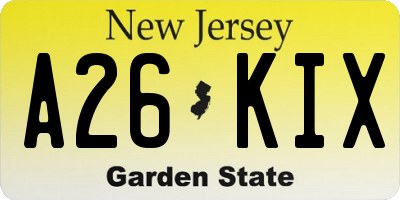 NJ license plate A26KIX