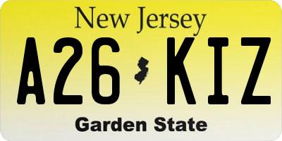 NJ license plate A26KIZ