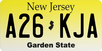 NJ license plate A26KJA
