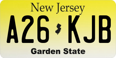 NJ license plate A26KJB