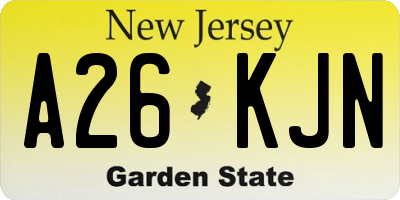 NJ license plate A26KJN