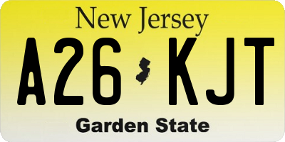 NJ license plate A26KJT