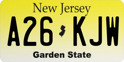 NJ license plate A26KJW