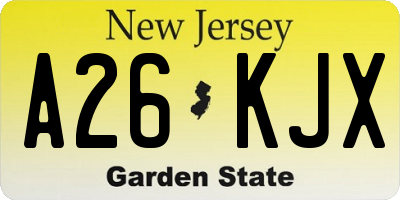 NJ license plate A26KJX