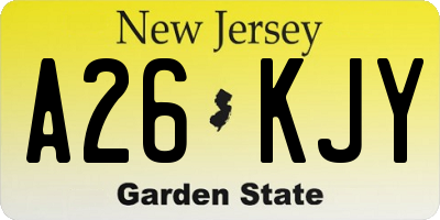 NJ license plate A26KJY