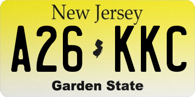 NJ license plate A26KKC