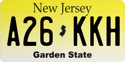 NJ license plate A26KKH