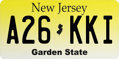 NJ license plate A26KKI