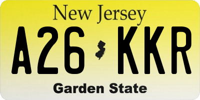 NJ license plate A26KKR