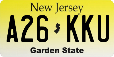 NJ license plate A26KKU