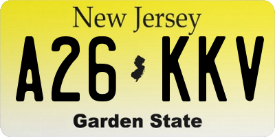 NJ license plate A26KKV