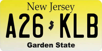 NJ license plate A26KLB