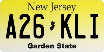 NJ license plate A26KLI