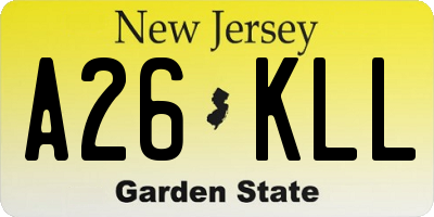 NJ license plate A26KLL