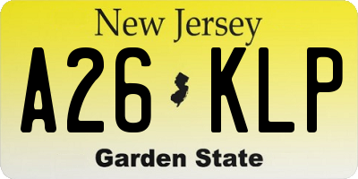 NJ license plate A26KLP