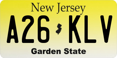 NJ license plate A26KLV