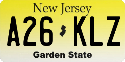 NJ license plate A26KLZ