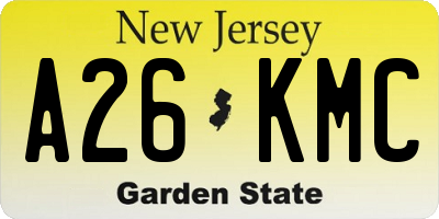 NJ license plate A26KMC