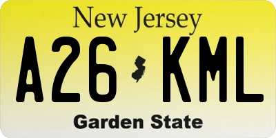 NJ license plate A26KML