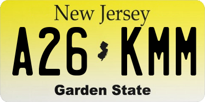NJ license plate A26KMM