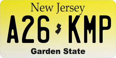 NJ license plate A26KMP