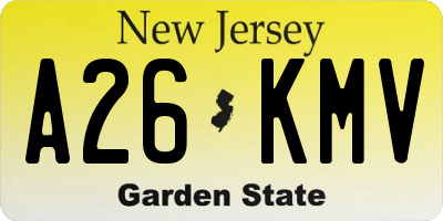 NJ license plate A26KMV