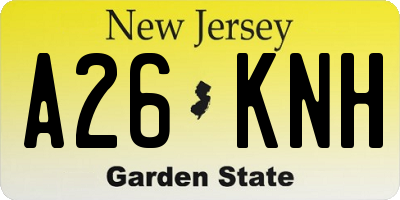NJ license plate A26KNH