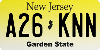 NJ license plate A26KNN