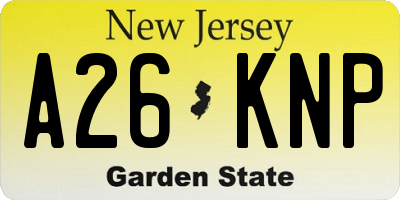 NJ license plate A26KNP