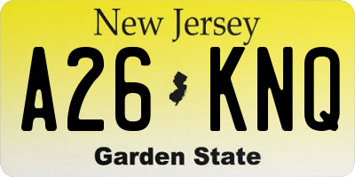 NJ license plate A26KNQ