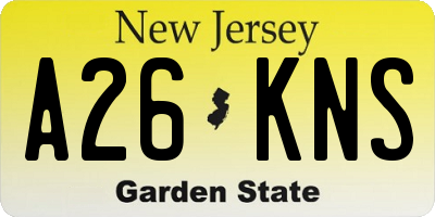 NJ license plate A26KNS