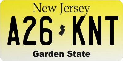 NJ license plate A26KNT