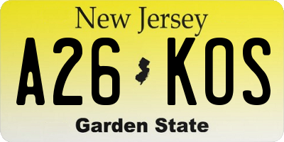 NJ license plate A26KOS