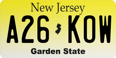 NJ license plate A26KOW