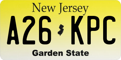 NJ license plate A26KPC