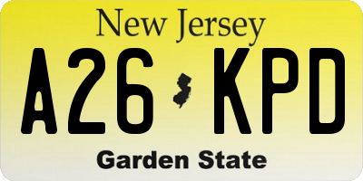 NJ license plate A26KPD